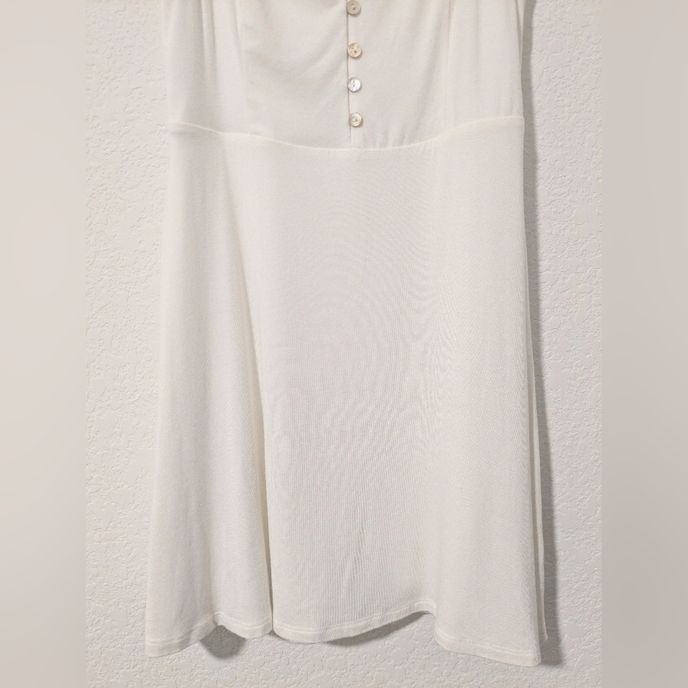 Lovers & Friends White Jersey Knit Ruffle Sleeveless Babydoll Emeline Mini Dress - Picture 7 of 10